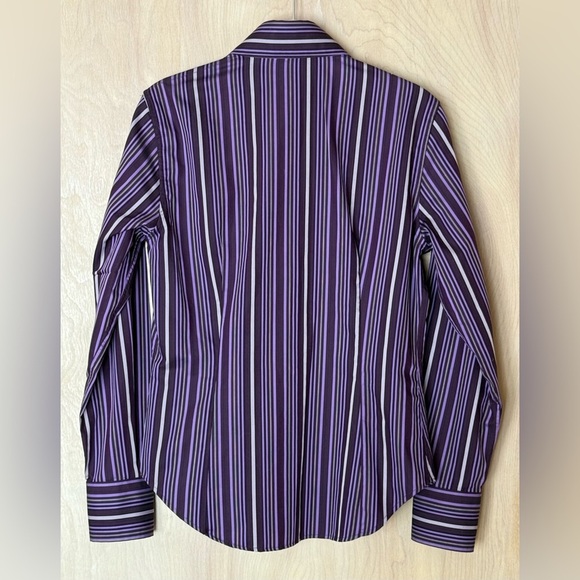 Etro Milano Women’s Purple Striped Cotton Button-Down Shirt Size 44 EU / US 8 M - Picture 5 of 14
